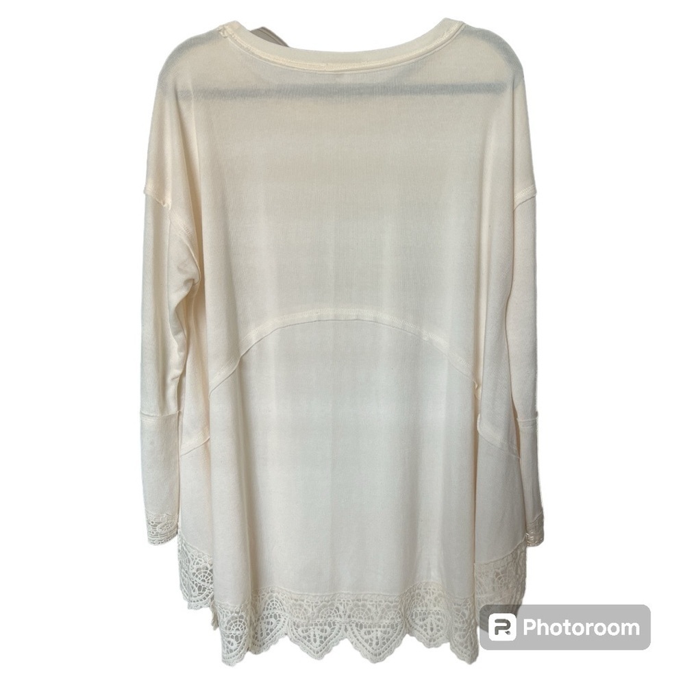 Indigo Thread Co. women’s long sleeve boho cream tunic top size Medium - Picture 4 of 5